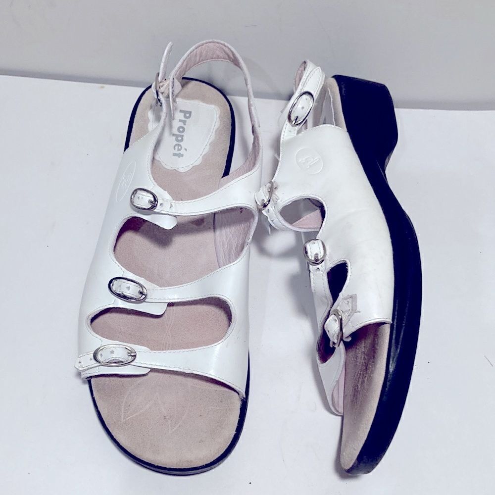 Propet white leather comfort sandals 1”